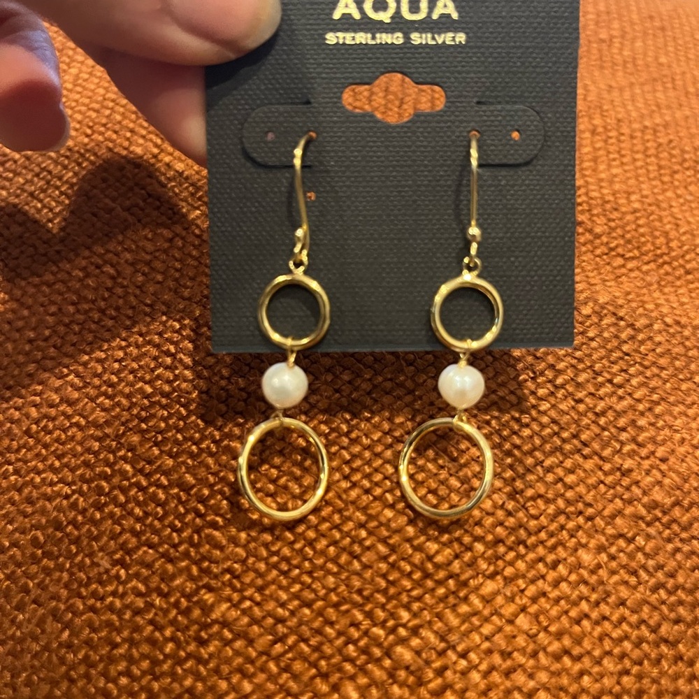 AQUA Sterling Silver and Pearl Earrings from Bloomingdale’s